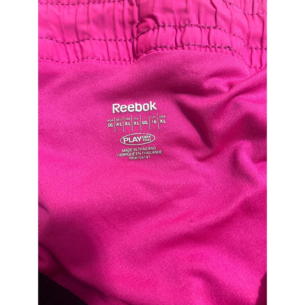 Reebok PlayDry Running Shorts Womens XL Black Pink Perforated Athletic Gym - Picture 3 of 9
